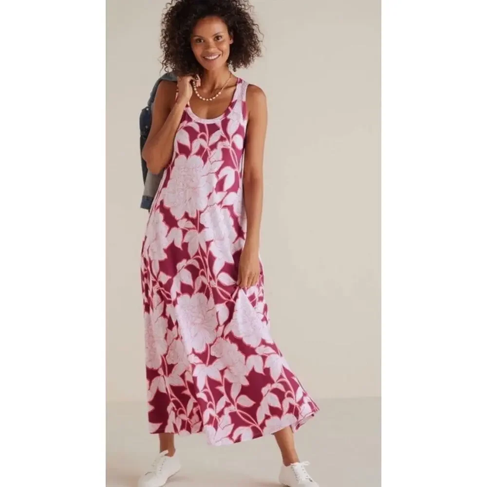 Soft Surroundings Santiago Song Dress Womens Medium Floral Tropical Resort‎ NEW